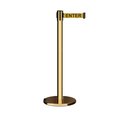 Montour Line Retractable Belt Rolling Stanchion, 2.5ft Pol.Brass Post  7.5ft Cau ME630-PB-CAUYB-75